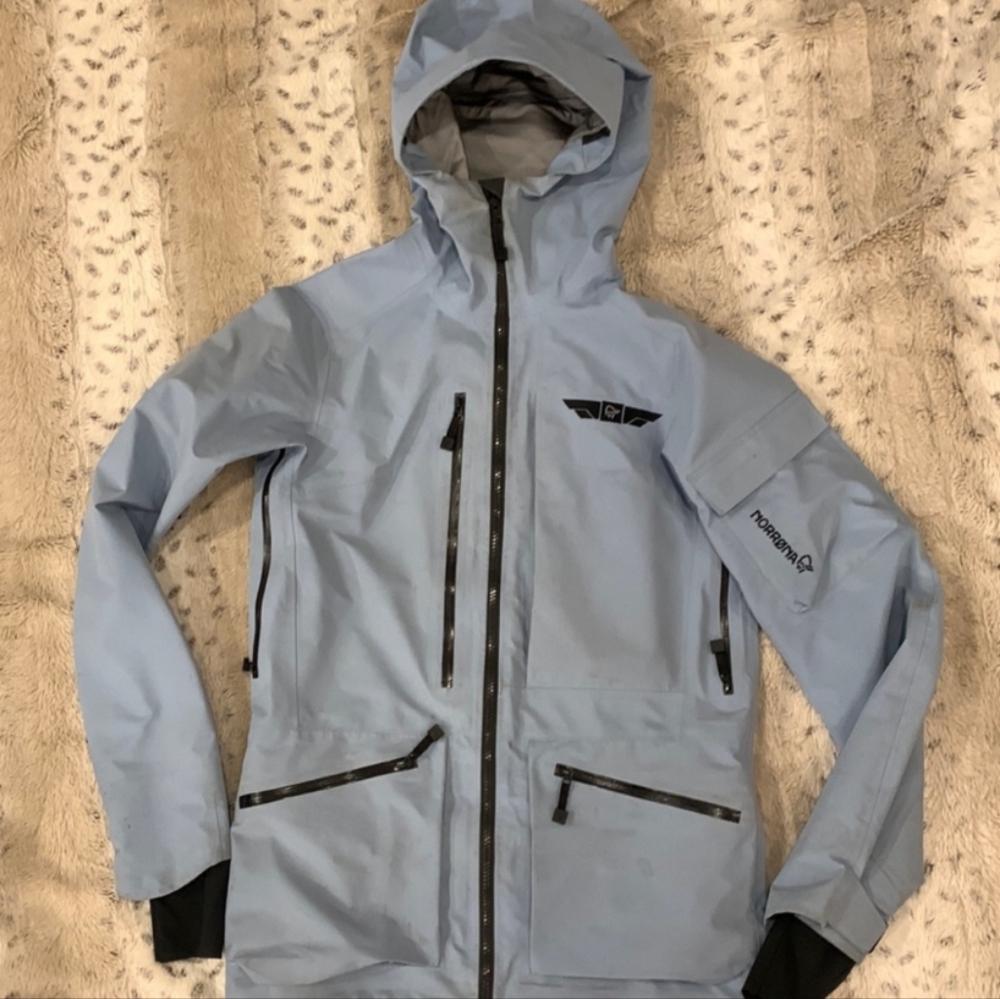 Women's Light Blue Waterproof Hooded Jacket